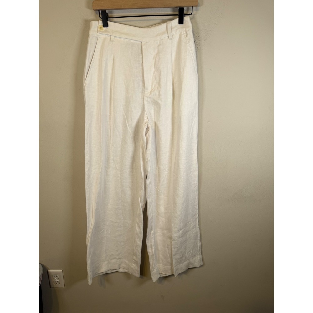 Madewell Womens Wide Leg Pants 100% Linen White Size 4 NWOT
